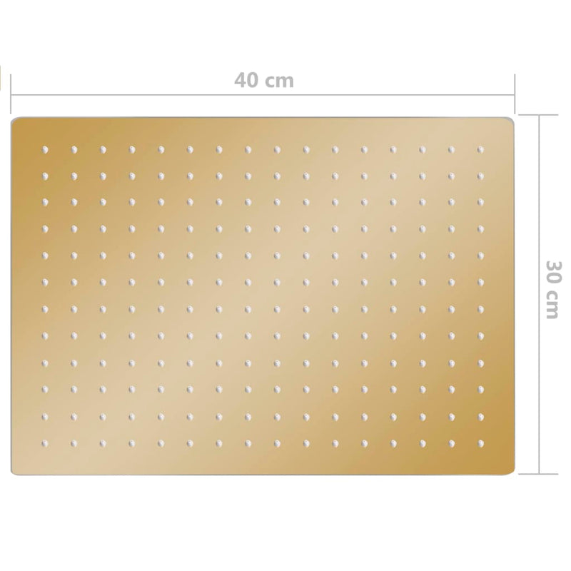 vidaXL aranyszínű négyszögletes rozsdamentes acél esőztető zuhanyfej 40x30 cm