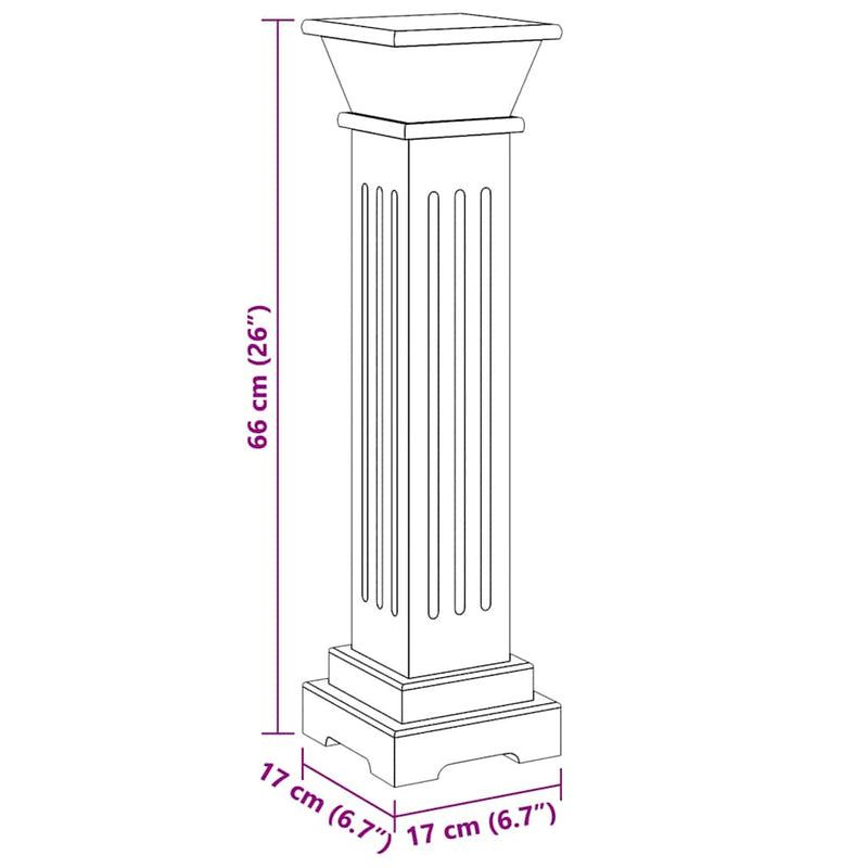 vidaXL klasszikus szürke MDF szögletes oszlop virágállvány 17x17x66cm