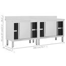 vidaXL 2db rozsdamentes acél munkaasztal tolóajtókkal 200x50x(95-97)cm