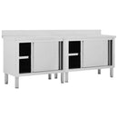 vidaXL 2db rozsdamentes acél munkaasztal tolóajtókkal 240x50x(95-97)cm
