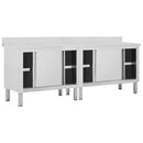 vidaXL 2db rozsdamentes acél munkaasztal tolóajtókkal 240x50x(95-97)cm
