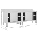 vidaXL 2db rozsdamentes acél munkaasztal tolóajtókkal 240x50x(95-97)cm
