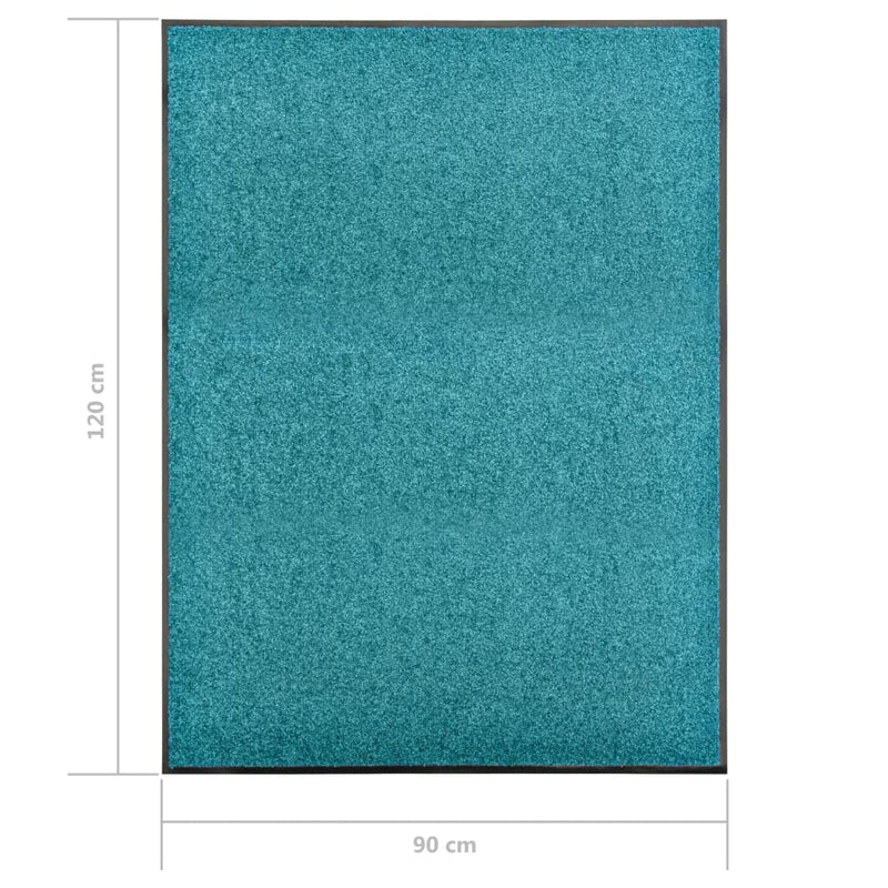 vidaXL ciánkék kimosható lábtörlő 90 x 120 cm