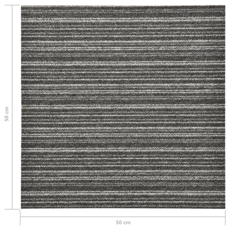 vidaXL 20 db csíkos antracitszürke szőnyegpadlólap 5 m² 50 x 50 cm