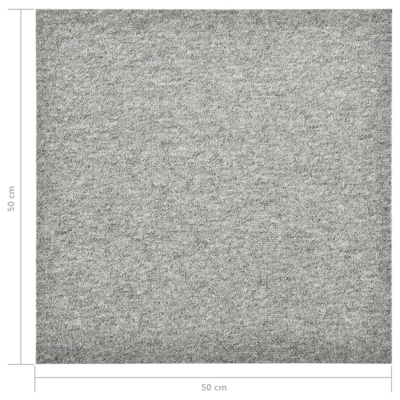 vidaXL 20 db világosszürke szőnyegpadlólap 5 m² 50 x 50 cm