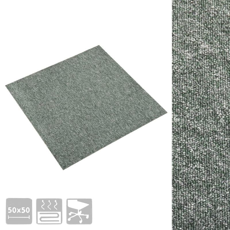 vidaXL 20 db zöld szőnyegpadlólap 5 m² 50 x 50 cm