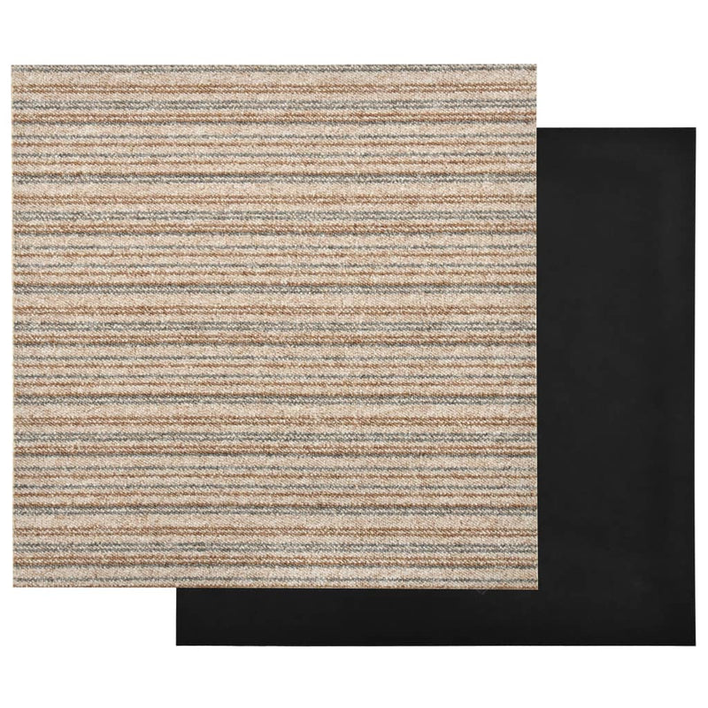vidaXL 20 db csíkos bézs szőnyegpadlólap 5 m² 50 x 50 cm
