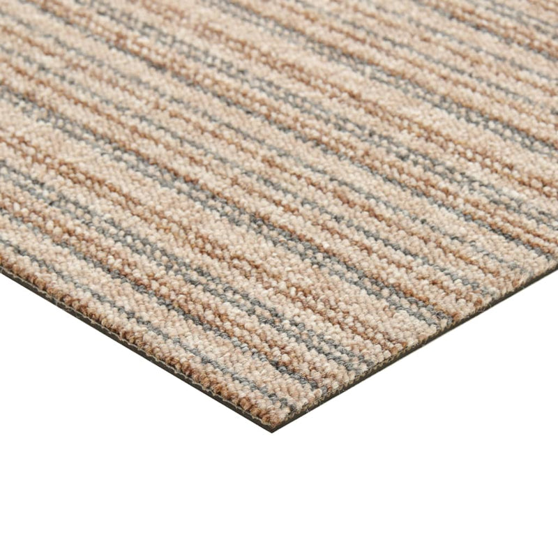 vidaXL 20 db csíkos bézs szőnyegpadlólap 5 m² 50 x 50 cm