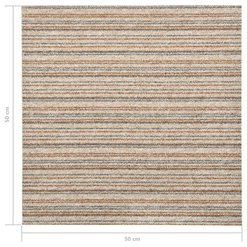 vidaXL 20 db csíkos bézs szőnyegpadlólap 5 m² 50 x 50 cm