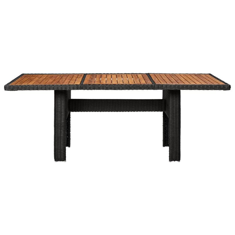 vidaXL fekete polyrattan kerti étkezőasztal 200 x 100 x 74 cm