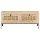 vidaXL tömör mangófa és természetes nád dohányzóasztal 90 x 50 x 37 cm