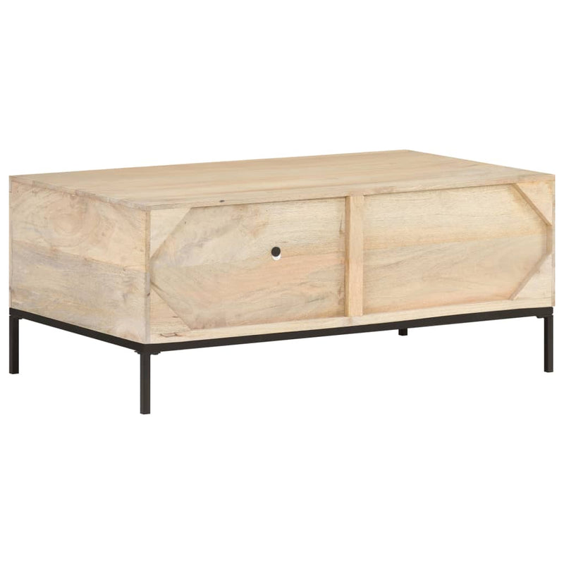 vidaXL tömör mangófa és természetes nád dohányzóasztal 90 x 50 x 37 cm