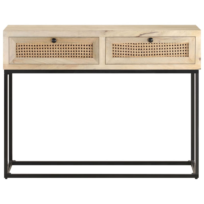 vidaXL tömör mangófa és természetes nád tálalóasztal 100 x 35 x 76 cm