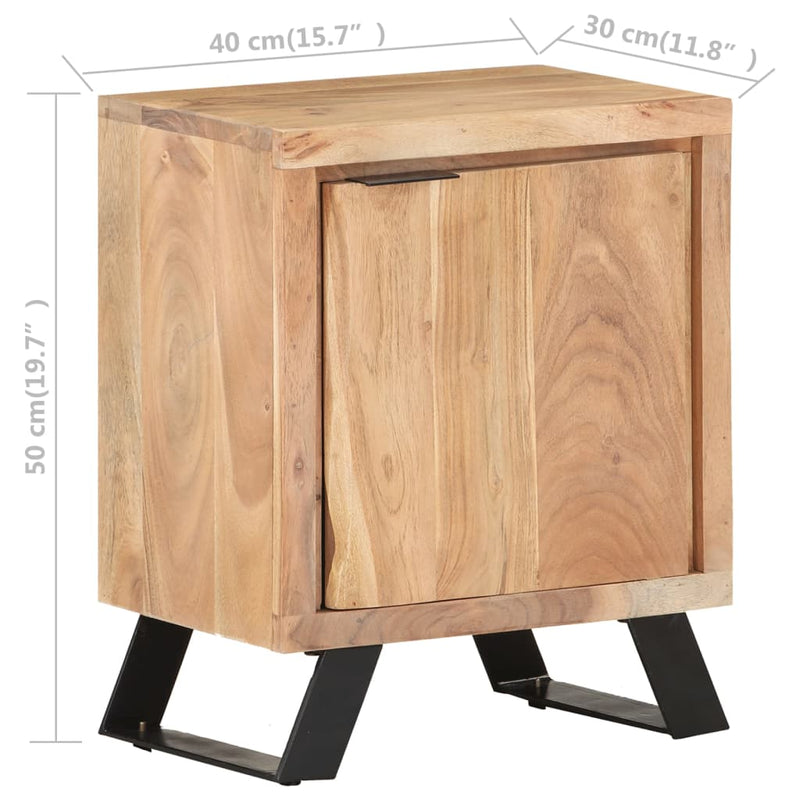 vidaXL tömör akácfa éjjeliszekrény természetes szélekkel 40x30x50 cm
