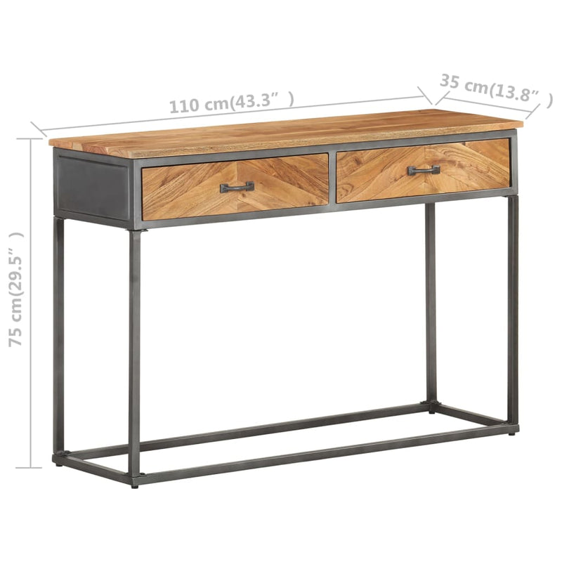 vidaXL tömör akácfa tálalóasztal 110 x 35 x 75 cm