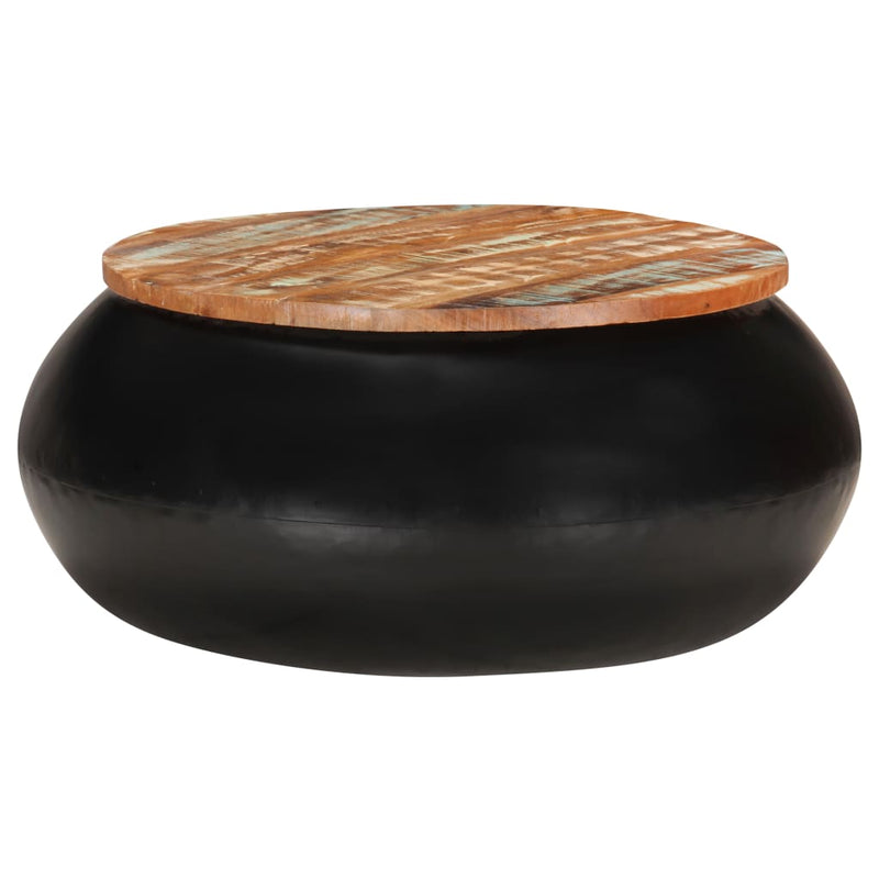 vidaXL fekete tömör újrahasznosított fa dohányzóasztal 68 x 68 x 30 cm