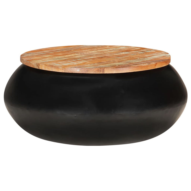 vidaXL fekete tömör újrahasznosított fa dohányzóasztal 68 x 68 x 30 cm