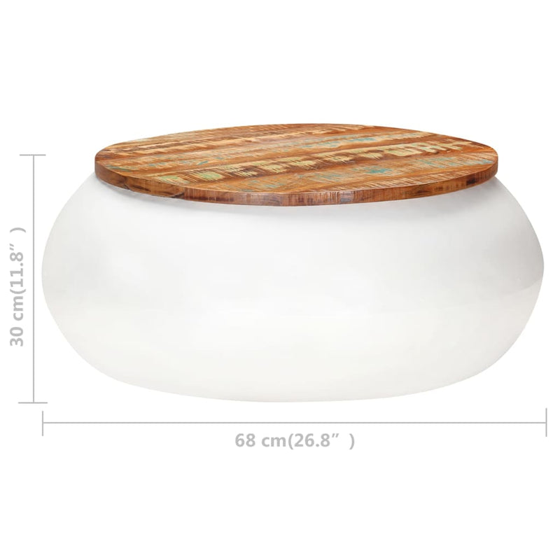 vidaXL fehér tömör újrahasznosított fa dohányzóasztal 68 x 68 x 30 cm