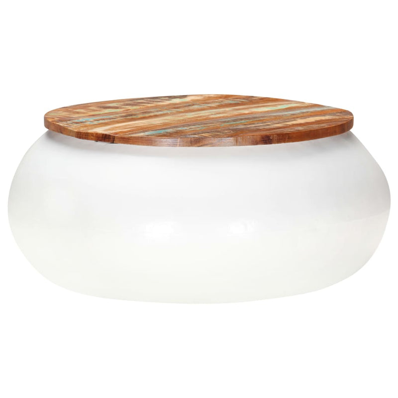 vidaXL fehér tömör újrahasznosított fa dohányzóasztal 68 x 68 x 30 cm