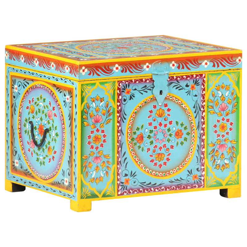 vidaXL kézzel festett tömör mangófa tárolóláda 50 x 40 x 40 cm