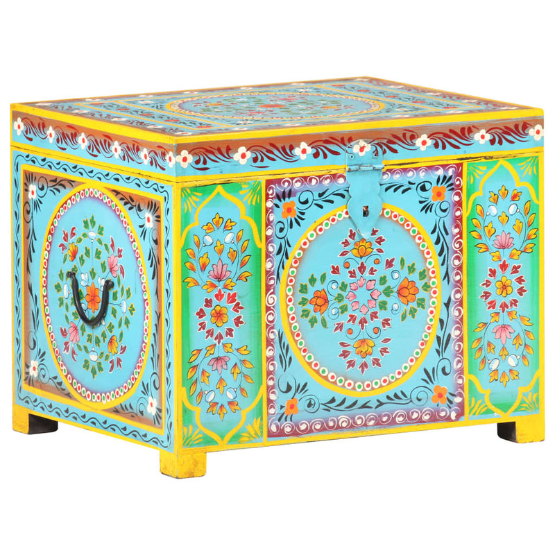 vidaXL kézzel festett tömör mangófa tárolóláda 50 x 40 x 40 cm