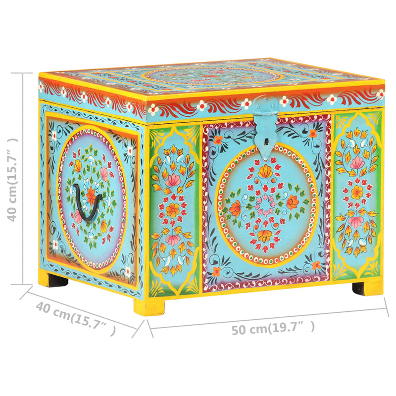 vidaXL kézzel festett tömör mangófa tárolóláda 50 x 40 x 40 cm