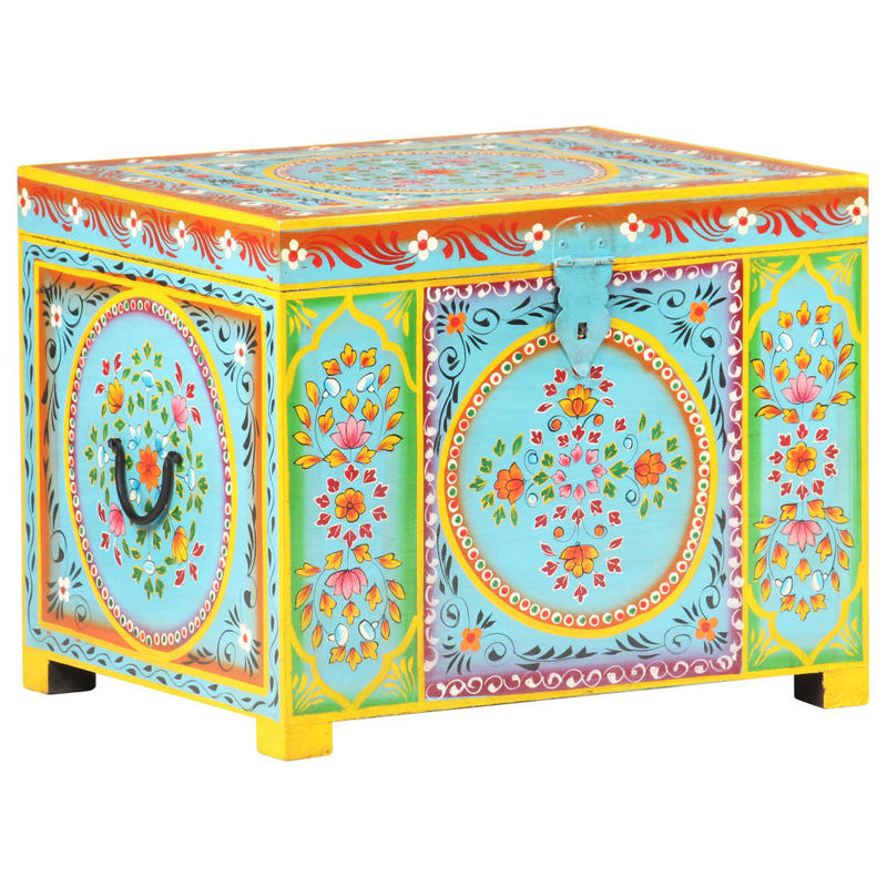 vidaXL kézzel festett tömör mangófa tárolóláda 50 x 40 x 40 cm