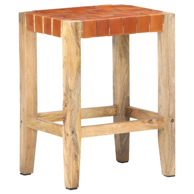 vidaXL 2 db barna valódi bőr bárszék 60 cm