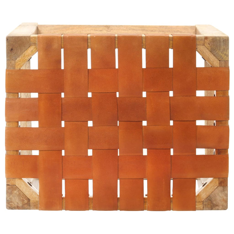 vidaXL 2 db barna valódi bőr bárszék 60 cm