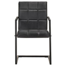 vidaXL 2 db fekete valódi bőr szánkótalpas étkezőszék