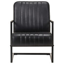 vidaXL fekete valódi bőr szánkótalpas fotel