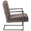 vidaXL barnás-szürke valódi bőr szánkótalpas fotel