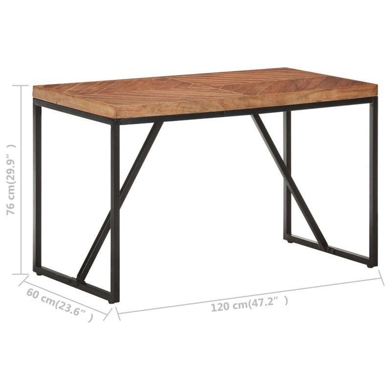 vidaXL tömör akác és mangófa étkezőasztal 120 x 60 x 76 cm