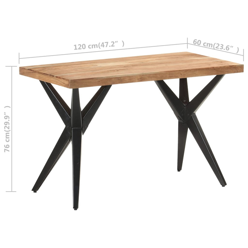 vidaXL tömör akácfa étkezőasztal 120 x 60 x 76 cm