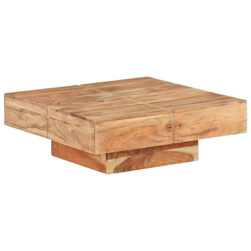 vidaXL tömör akácfa dohányzóasztal 80 x 80 x 28 cm