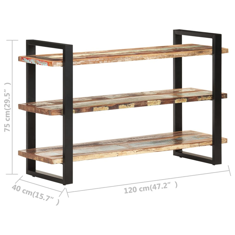 vidaXL 3 polcos tömör újrahasznosított fa tálaló 120 x 40 x 75 cm