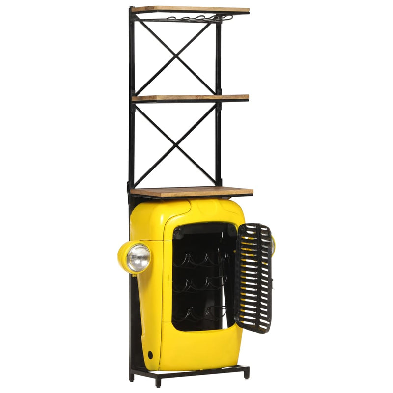 vidaXL sárga tömör mangófa traktor borszekrény 49 x 31 x 172 cm