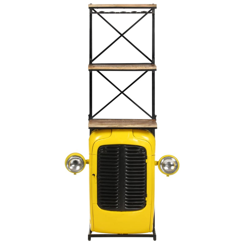 vidaXL sárga tömör mangófa traktor borszekrény 49 x 31 x 172 cm