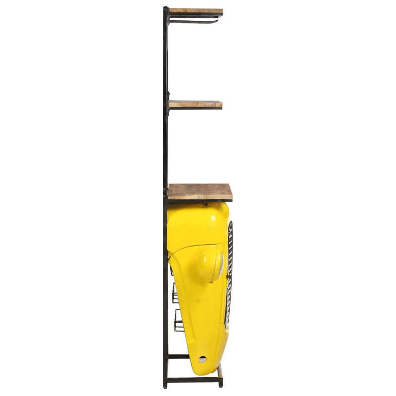 vidaXL sárga tömör mangófa traktor borszekrény 49 x 31 x 172 cm
