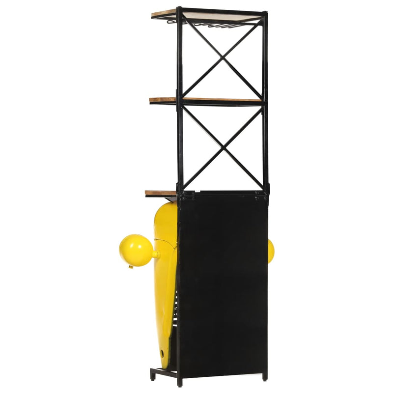 vidaXL sárga tömör mangófa traktor borszekrény 49 x 31 x 172 cm