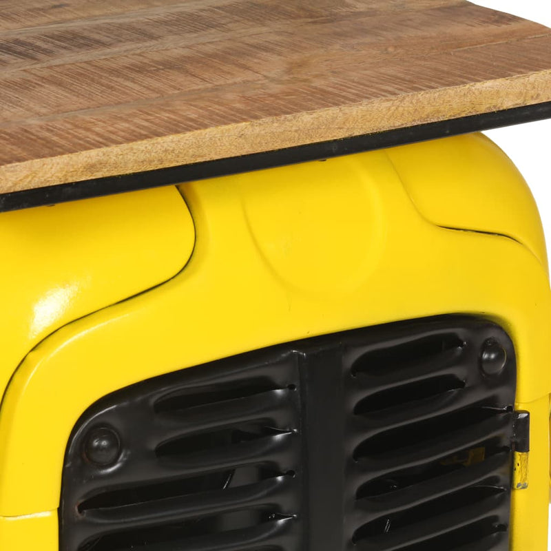vidaXL sárga tömör mangófa traktor borszekrény 49 x 31 x 172 cm