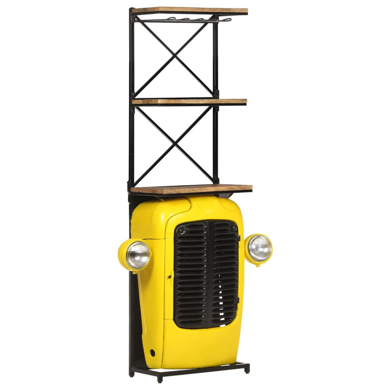 vidaXL sárga tömör mangófa traktor borszekrény 49 x 31 x 172 cm