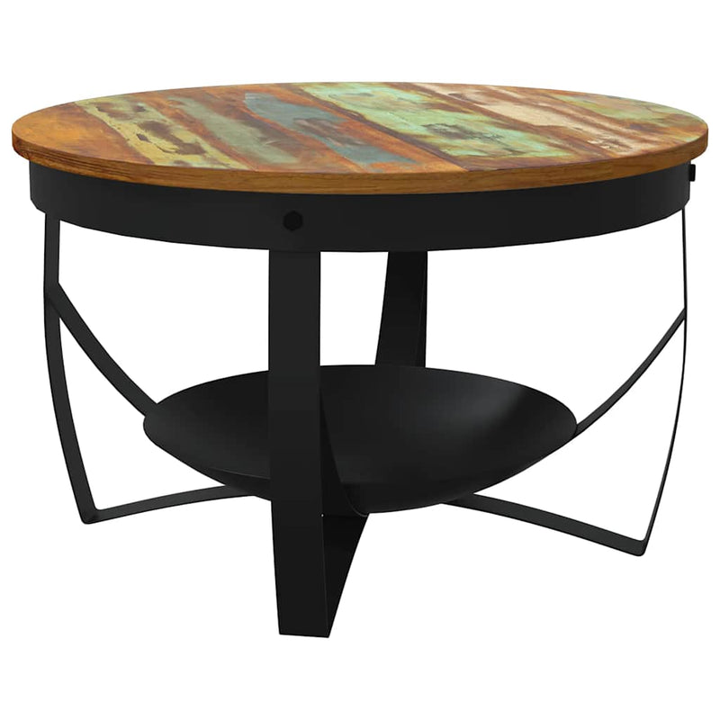 vidaXL tömör újrahasznosított fa dohányzóasztal Ø68 x 43 cm