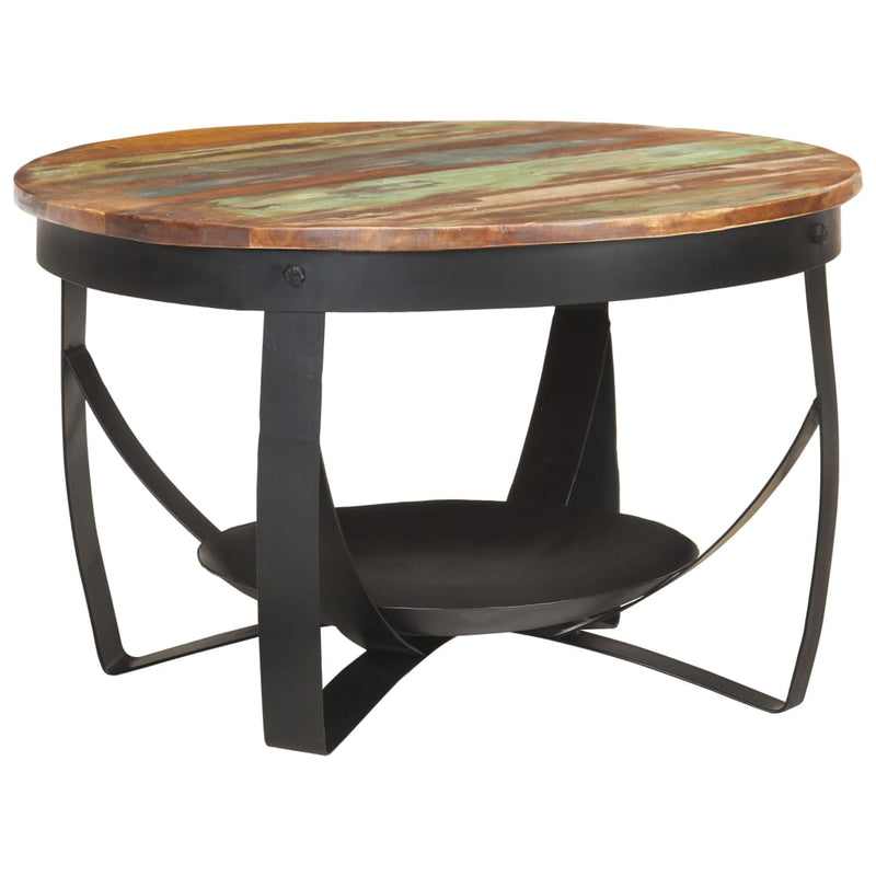 vidaXL tömör újrahasznosított fa dohányzóasztal Ø68 x 43 cm