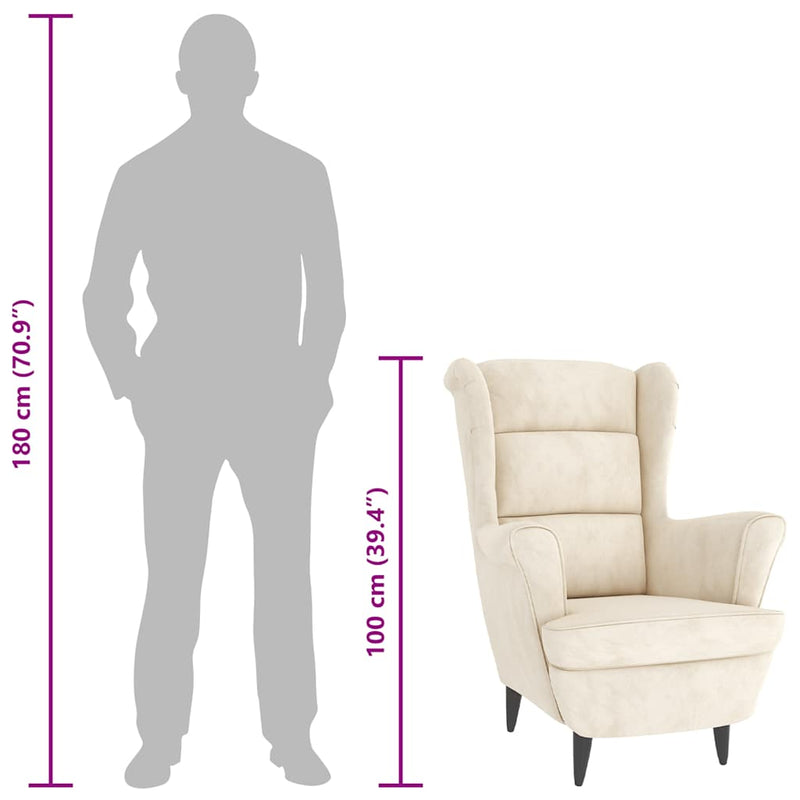 vidaXL krémfehér bársonyfotel