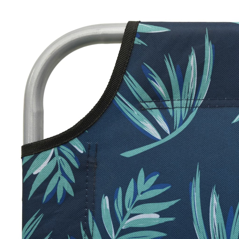 vidaXL levélmintás összecsukható acél napozóágy napellenzővel