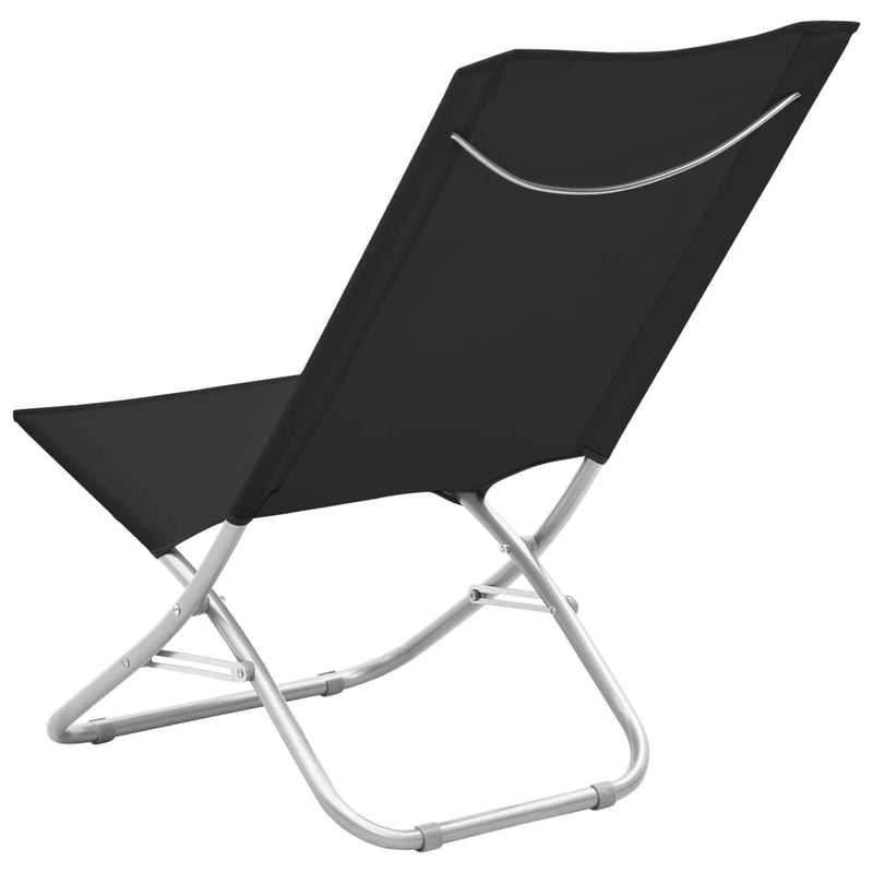 vidaXL 2 db összecsukható fekete szövet strandszék