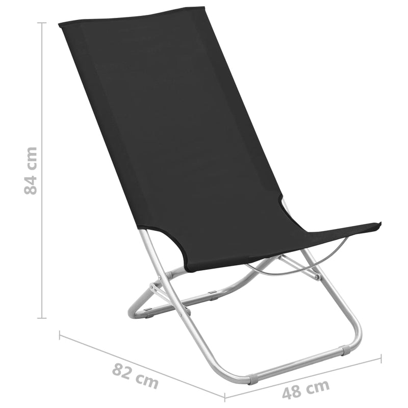 vidaXL 2 db összecsukható fekete szövet strandszék