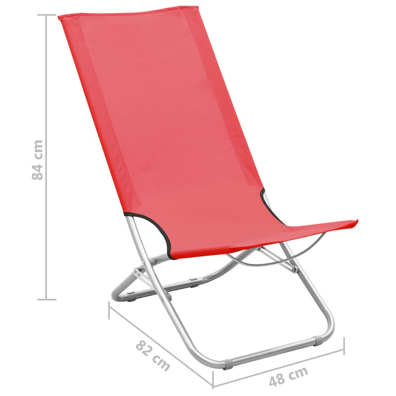 vidaXL 2 db összecsukható piros szövet strandszék