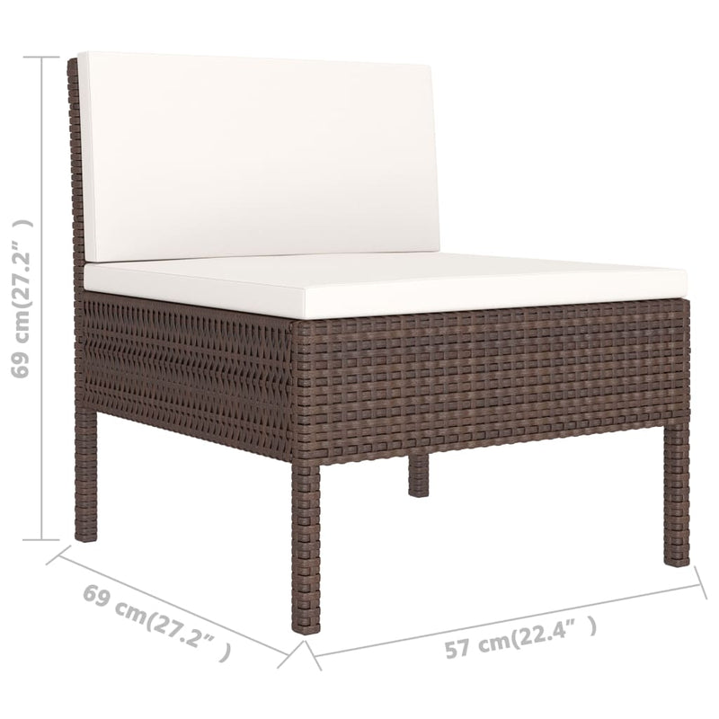 vidaXL 3 db barna polyrattan kerti szék párnákkal